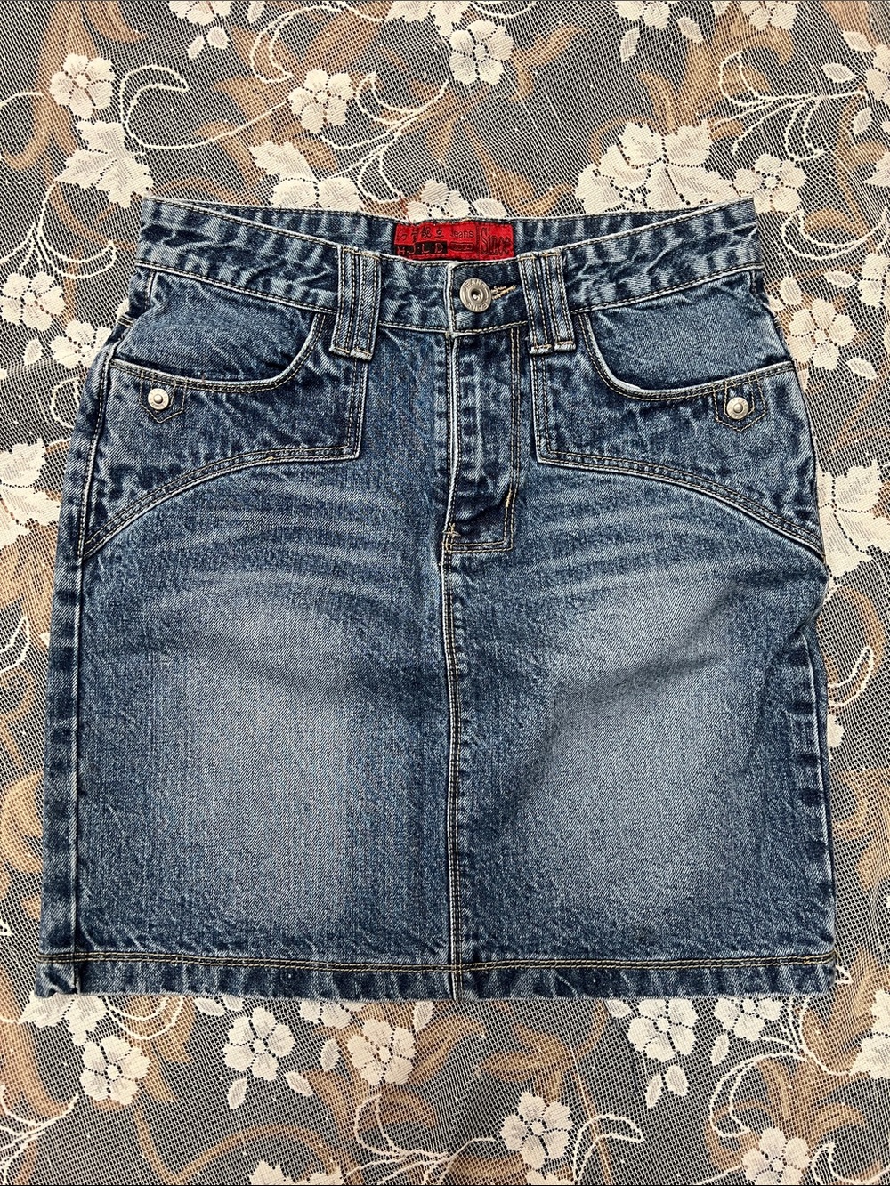 Denim Mini Skirt in Faded Blue - Classic Casual
